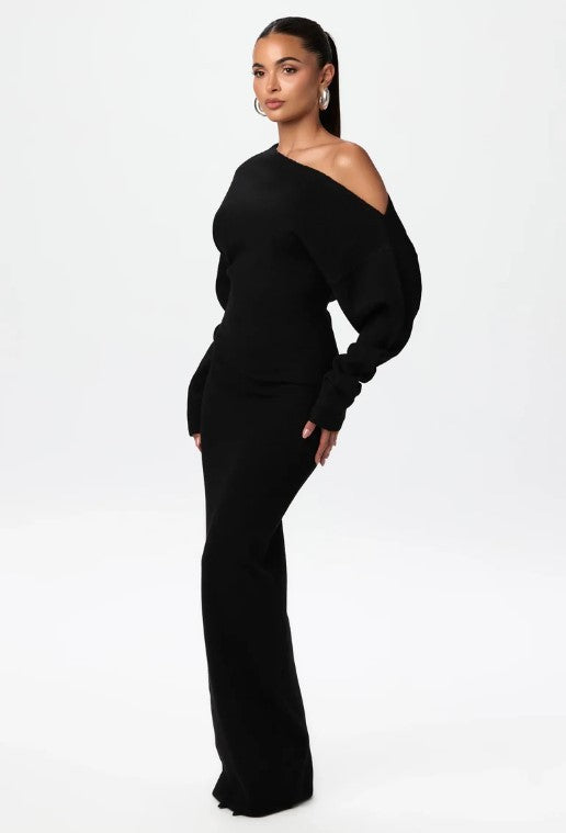 Kara Off-Shoulder Sweater Maxi Dress