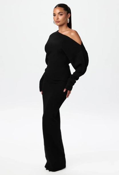 Kara Off-Shoulder Sweater Maxi Dress