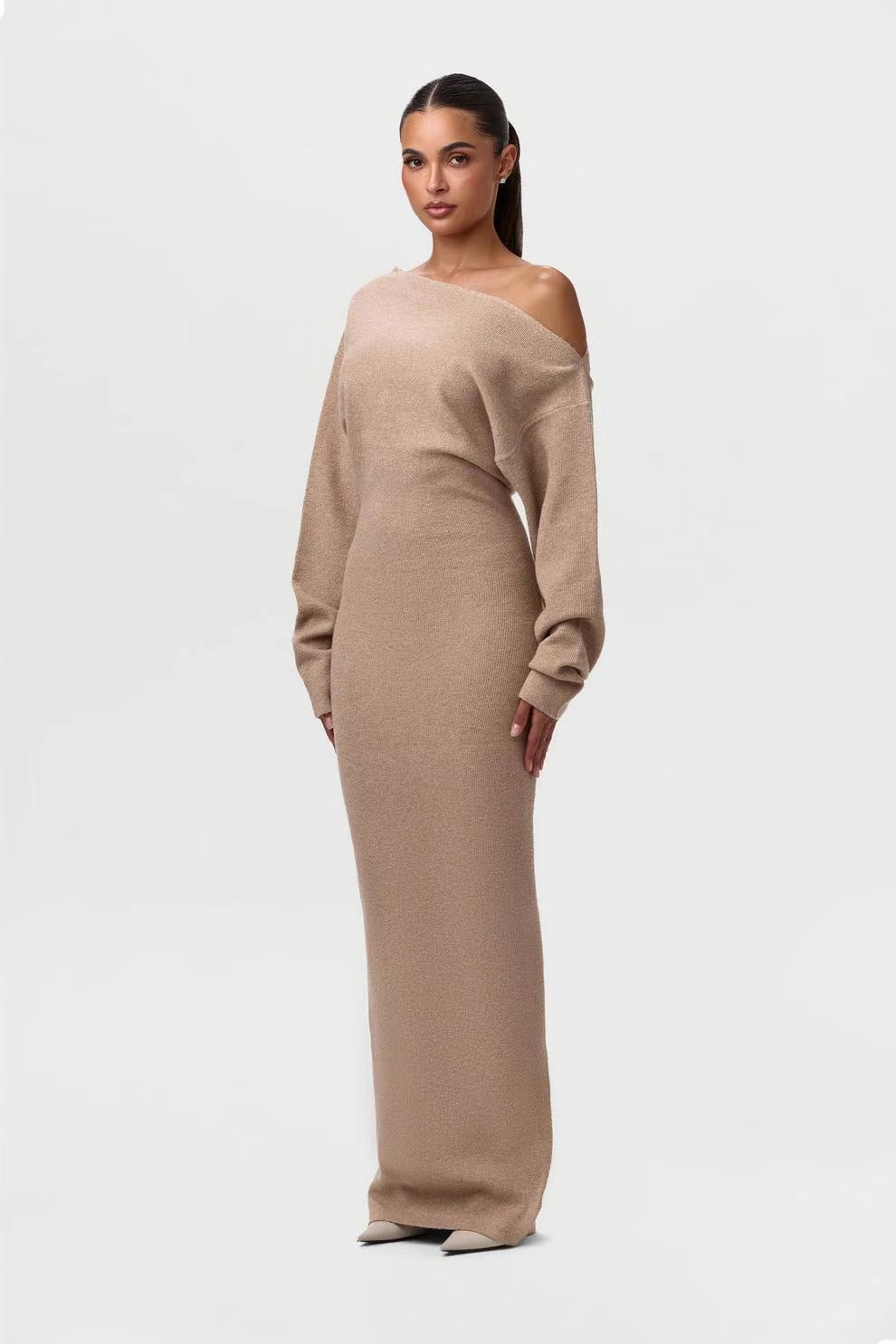 Kara Off-Shoulder Sweater Maxi Dress