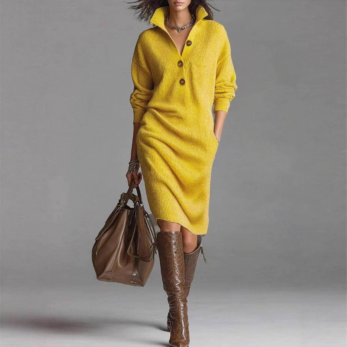 Haven | Elegant Ribbed Winter Dress