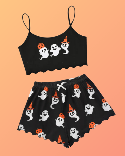Halloween Sleeveless Sling Top & Shorts Pajamas