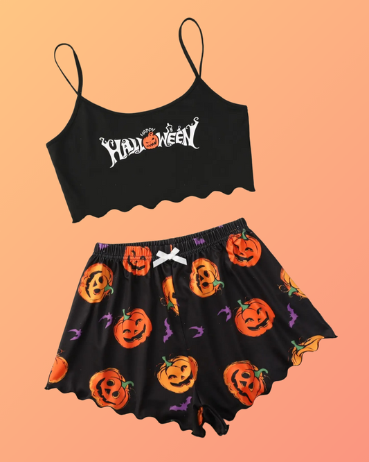 Halloween Sleeveless Sling Top & Shorts Pajamas
