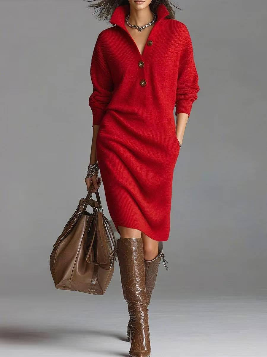 Haven | Elegant Ribbed Winter Dress