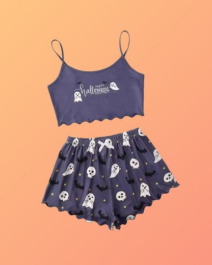 Halloween Sleeveless Sling Top & Shorts Pajamas