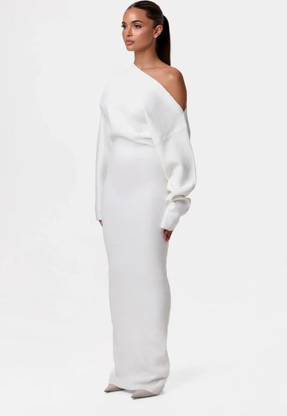 Kara Off-Shoulder Sweater Maxi Dress