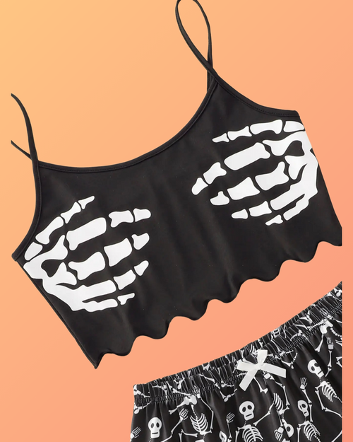 Halloween Sleeveless Sling Top & Shorts Pajamas