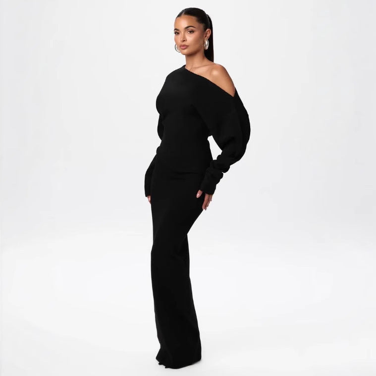 Kara Off-Shoulder Sweater Maxi Dress