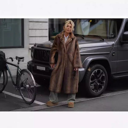 Women Long Sleeve Classic Faux Fur Winter Overcoat